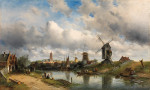 ₴ Репродукция пейзаж от 253 грн.: Голландский пейзаж с ветряными мельницами