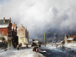₴ Репродукция городской пейзаж от 277 грн.: Вид на голландскую деревню зимой