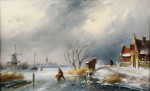 ₴ Репродукция пейзаж от 322 грн.: Зимний пейзаж с фигуристами и санями