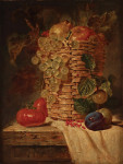 ₴ Репродукция натюрморт от 322 грн.: Натюрморт с грушами, виноградом, сливами и помидорами