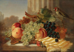 ₴ Репродукция натюрморт от 322 грн.: Натюрморт из фруктов с щеглом