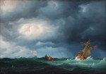 ⚓Репродукция морской пейзаж от 322 грн.: Морской пейзаж с кораблем под норвежским флагом