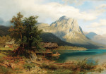 ₴ Репродукція краєвид від 223 грн.: Вид на озеро Грундльзеє з Бакенштейном
