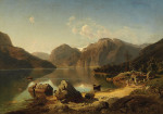 ₴ Репродукция пейзаж от 223 грн.: Норвежский горный пейзаж утром