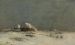 ₴ Репродукція краєвид від 284 грн.: Зимовий краєвид з сільськими будинками біля Матріонівки