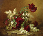₴ Репродукция цветочный натюрморт от 337 грн.: Красные розы и сирень