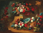 ₴ Репродукция цветочный натюрморт от 299 грн.: Натюрморт с цветами в пейзаже