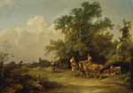 ₴ Репродукция пейзаж от 235 грн.: Пейзаж с пастухами, животными и путешественником на лошади