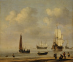 ⚓Репродукція морський краєвид від 284 грн.: Трищоглові кораблі та рибальські човни в штиль