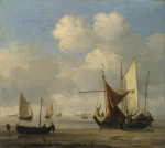 ⚓Репродукція морський краєвид від 352 грн.: Малі голландські судна на мілини при низькій воді в штиль