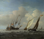 ⚓Репродукция морской пейзаж от 360 грн.: Голландский корабль, яхта и меньшие суда на ветру