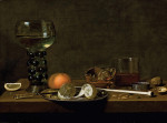 ₴ Репродукция натюрморт от 227 грн.: Ремер, очищенный лимон, апельсин и разные предметы, размещенные на столе