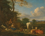 ₴ Репродукция пейзаж от 422 грн: Аркадийный пейзаж с отдыхающими пастухами и животными