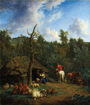 ₴ Репродукция бытовой жанр от 225 грн.: Пастух и пастушка перед деревянным домом