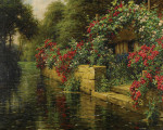 ₴ Репродукція краєвид від 322 грн.: Повзучі троянди на березі річки