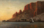 ₴ Репродукция пейзаж от 217 грн.: Нильский пейзаж на закате возле скал Шех-Хариди