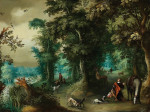 ₴ Репродукция пейзаж от 306 грн: Лесной пейзаж со святым Губертом