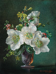 ₴ Репродукция цветочный натюрморт от 247 грн.: Рождественские розы в стеклянной вазе