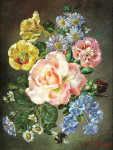 ₴ Репродукція квітковий натюрморт від 302 грн.: Квіти і бджола