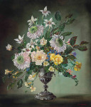 ₴ Репродукция цветочный натюрморт от 296 грн.: Летние цветы в серебрянной вазе