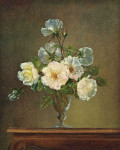 ₴ Репродукция цветочный натюрморт от 302 грн.: Белые розы в стеклянном бокале