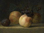 ₴ Репродукция натюрморт от 265 грн.: Персики, слива и виноград на выступе