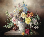 ₴ Репродукція квітковий натюрморт від 302 грн.: Натюрморт з квітами у білому горщику