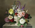 ₴ Репродукція квітковий натюрморт від 302 грн.: Натюрморт з квітів у мармуровій вазі