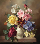 ₴ Репродукция цветочный натюрморт от 302 грн.: Натюрморт с розами и примулами