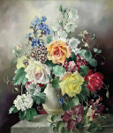₴ Репродукція квітковий натюрморт від 354 грн.: Квіти у білій вазі на мармуровому виступі
