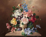 ₴ Репродукция цветочный натюрморт от 320 грн.: Натюрморт с весенними цветами в белой урне