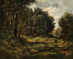 ₴ Репродукция пейзаж от 402 грн.: Косуля возле лесного пруда
