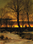 ₴ Репродукция пейзажа "Зимний пейзаж в закате"