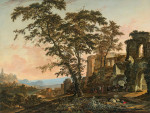 ₴ Репродукция пейзаж "Обширный пейзаж с крестьянами и животными, отдыхающими в тени римских руин"