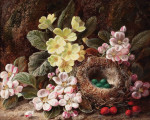 ₴ Репродукция цветочный натюрморт "Натюрморт с яблоневым цветом, первоцветами и птичьим гнездом"