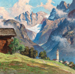 ₴ Репродукция горный пейзаж "Вид из Соглио в Граубюндене на горы Бергель"