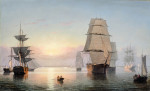 ⚓Репродукция морской пейзаж "Бостонская гавань, закат"