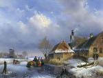 ₴ Репродукция пейзаж известного художника "Зимний день на канале"