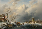 ₴ Репродукция пейзаж известного художника "Голландская зима с продуктовой палаткой"