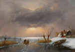 ₴ Репродукция пейзаж известного художника "Голландская зима с фигуристами на закате"