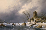 ₴ Репродукция пейзаж известного художника "Зимние развлечния возле руин"