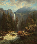 ₴ Репродукция пейзаж "Норвежский пейзаж с водопадом"