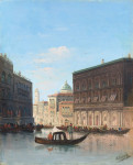 ₴ Репродукция городской пейзаж "Вид на Венецию с гондольерами"