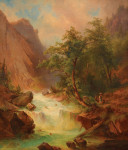 ₴ Репродукция пейзажа "Поток в горном пейзаже"