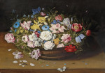 ₴ Репродукция цветочный натюрморт известного художника "Натюрморт с цветами в корзине"