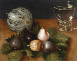 ₴ Репродукция натюрморт известного художника "Натюрморт с дыней, инжиром и бокалом белого вина"