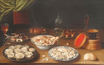 ₴ Репродукция натюрморт известного художника "Натюрморт с устрицами, печеньем и конфетами"