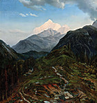 ₴ Репродукция пейзаж "Альпшпитце возле Партенкирхена"