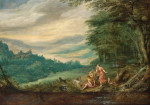 ₴ Репродукция бытовой жанр "Венера оплакивающая Адониса в панорамном лесном пейзаже"