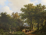 ₴ Репродукция пейзаж известного художника "Вид на лес со скотом"